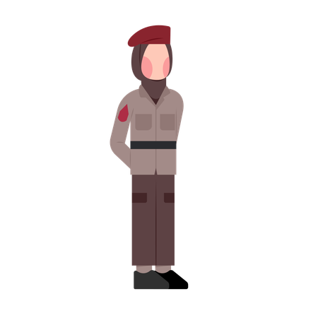 Indonesian female officer in police uniform  Illustration