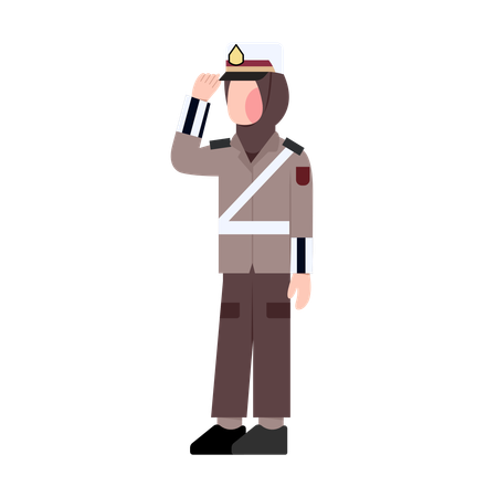 Indonesian female police office doing salute  Illustration