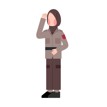 Indonesian female police office doing salute  Illustration