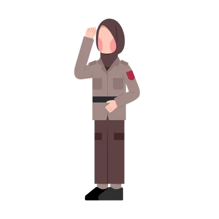 Indonesian female police office doing salute  Illustration