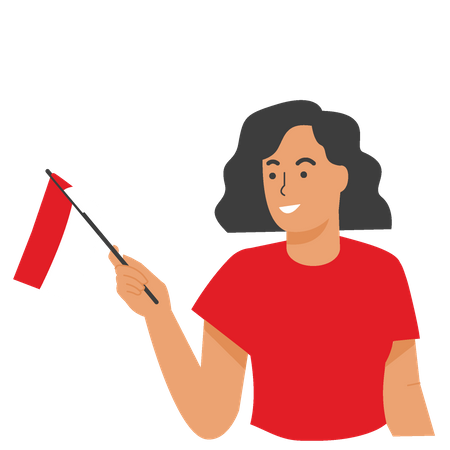 Indonesian girl holding flag Illustration