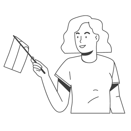 Indonesian girl holding flag  Illustration