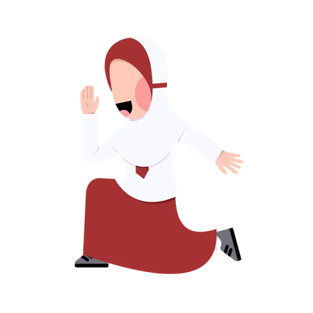 Indonesian Hijab Elementary School Student Character  Illustration