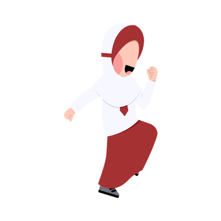 Indonesian Hijab Elementary School Student Character  Illustration