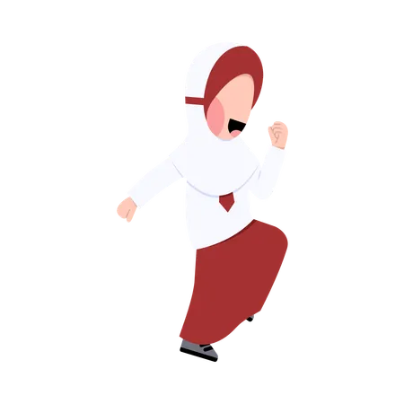 Indonesian Hijab Elementary School Student Character  Illustration