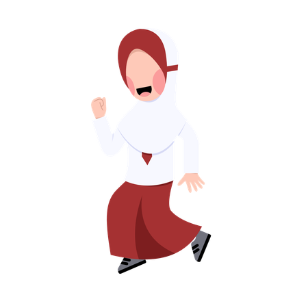 Indonesian Hijab Elementary School Student Character  Illustration