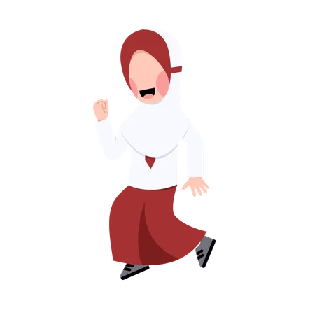 Indonesian Hijab Elementary School Student Character  Illustration