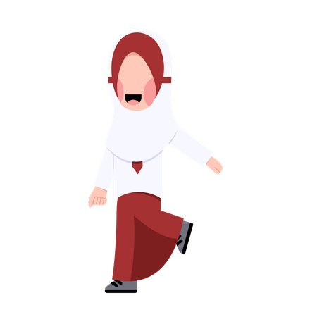 Indonesian Hijab Elementary School Student Character  Illustration