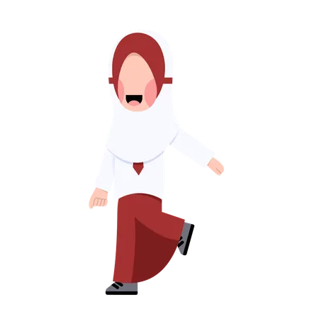 Indonesian Hijab Elementary School Student Character  Illustration