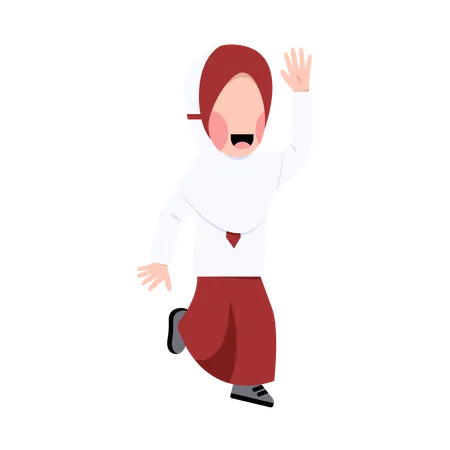 Indonesian Hijab Elementary School Student Character  Illustration