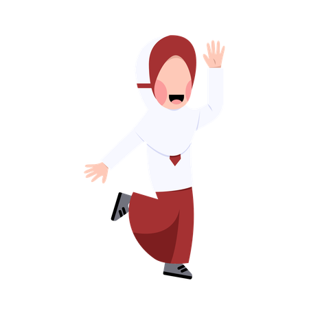 Indonesian Hijab Elementary School Student  Illustration