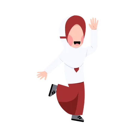 Indonesian Hijab Elementary School Student  Illustration