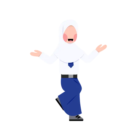 Indonesian Hijab Junior High School Student  Illustration