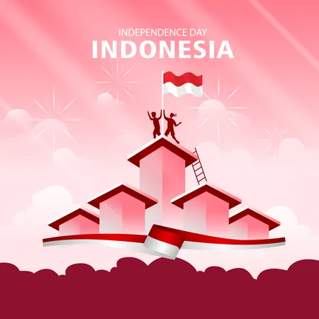 Indonesian Independence Day Illustration Vector Indonesian Flag Indonesian National Day Concept On 17 August Illustration