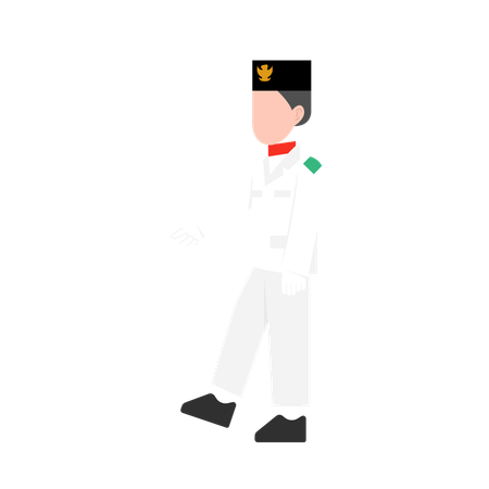 Indonesian Man doing parade on independence day  Illustration