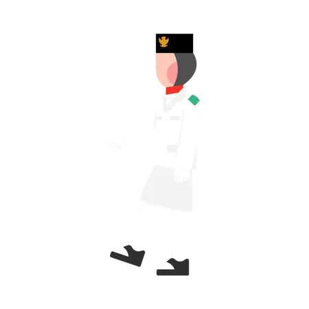 Indonesian Man doing parade on independence day celebration  Illustration