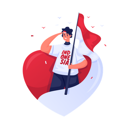 Indonesian man doing salute gesture  Illustration