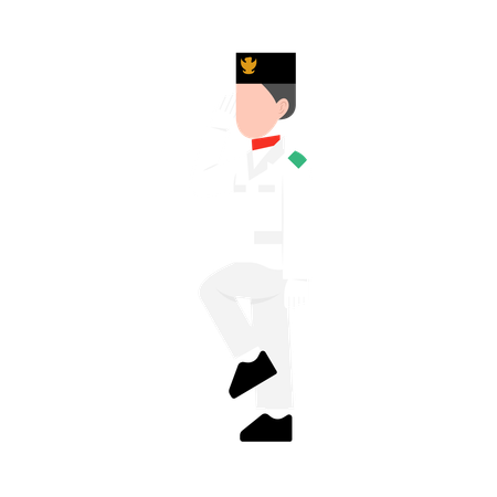Indonesian man giving salute and doing parade  Illustration