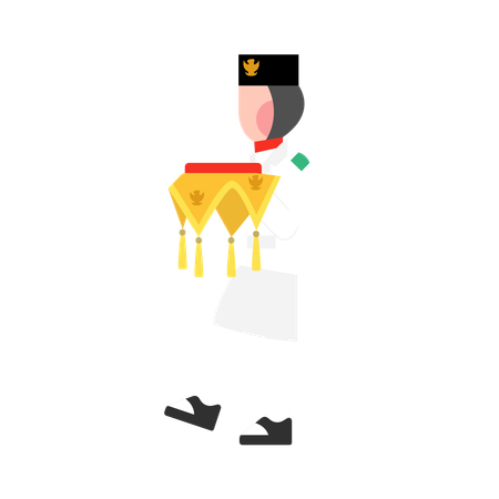 Indonesian Man holding Indonesian flag  Illustration