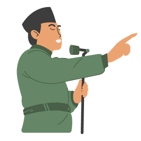Indonesian National Hero giving speech  Illustration