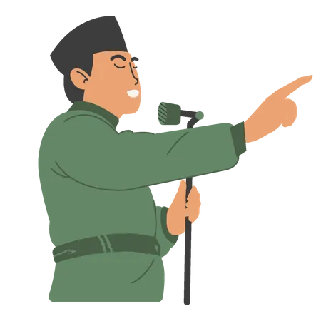 Indonesian National Hero giving speech  Illustration