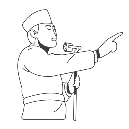 Indonesian National Hero giving speech  Illustration