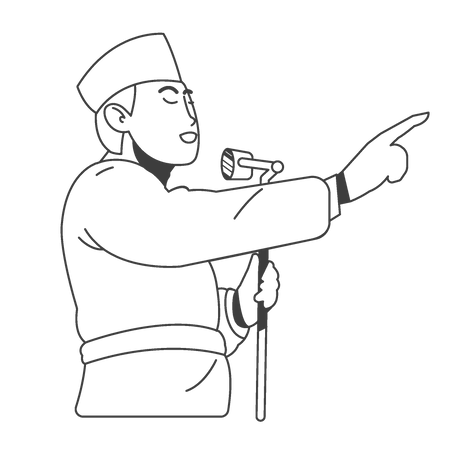 Indonesian National Hero giving speech  Illustration