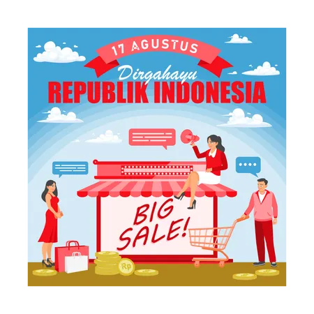 Indonesian people celebrate Independence Day  Illustration