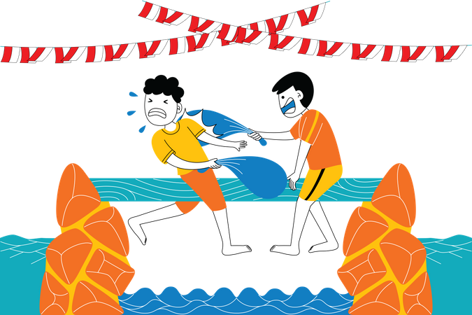 Indonesian people playing smack game  Illustration