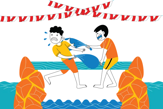 Indonesian people playing smack game  Illustration