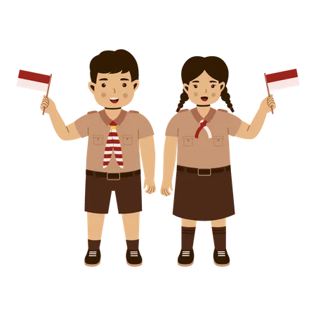 Indonesian scout kids  Illustration