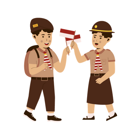 Indonesian scout kids  Illustration