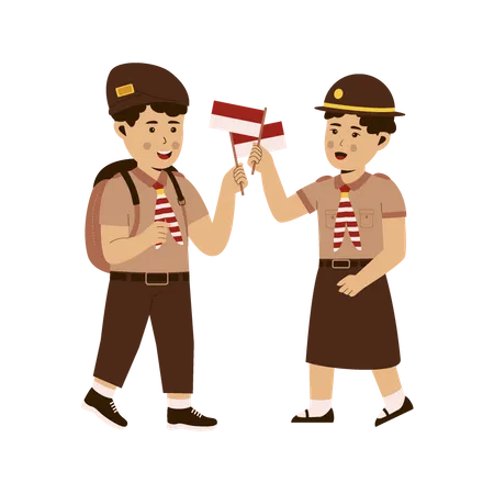 Indonesian scout kids  Illustration