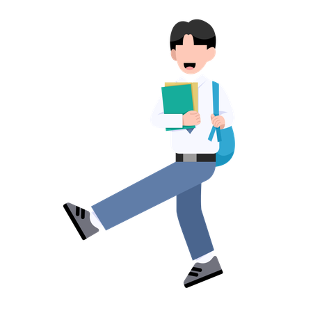 Indonesian student boy is dancing after exam completion  Illustration