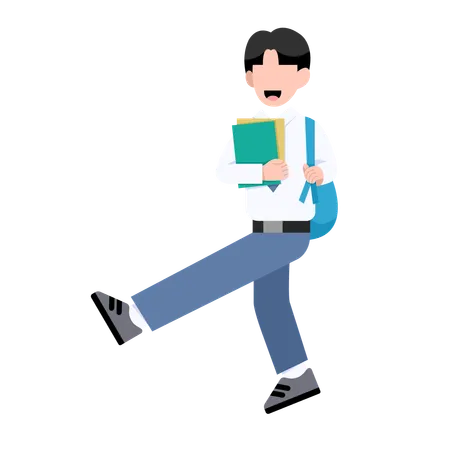 Indonesian student boy is dancing after exam completion  イラスト