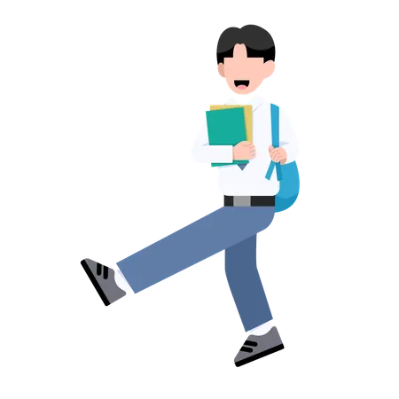 Indonesian student boy is dancing after exam completion  Illustration