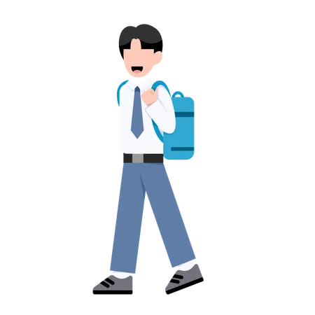 Indonesian student boy is going to school  Illustration