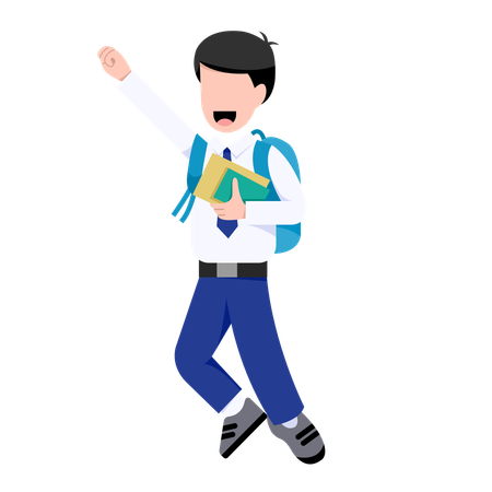 Indonesian student boy is happy after exam completion  Illustration