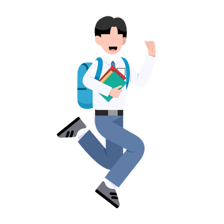 Indonesian student boy is jumping after exam completion  Illustration