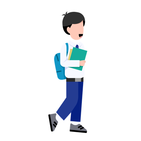 Indonesian student boy is walking to school  Illustration