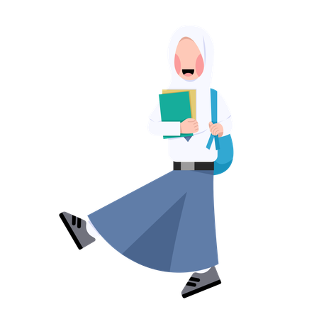 Indonesian student girl is jumping after exam completion  Illustration