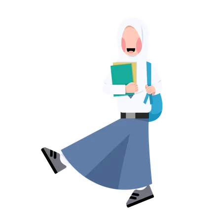 Indonesian student girl is jumping after exam completion  Illustration