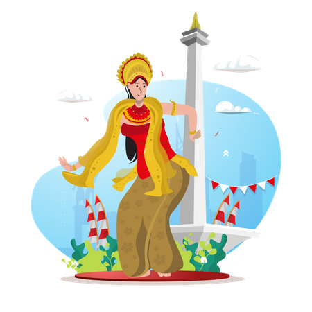 Indonesian traditional dancer Illustration