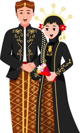 Indonesian Traditional Wedding Couple  Illustration