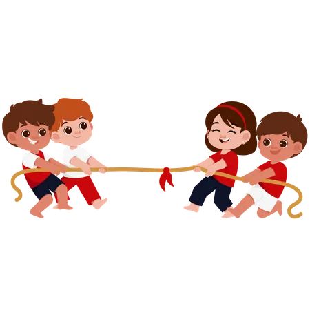 Indonesian Tug Of War Competition  Illustration