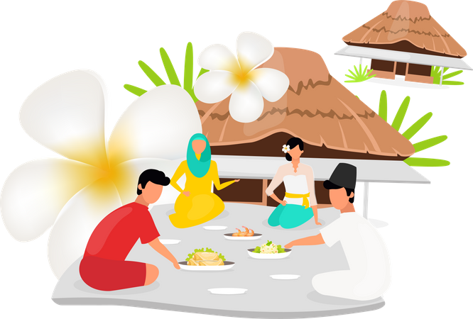 Indonesians People celebrating festival  Illustration