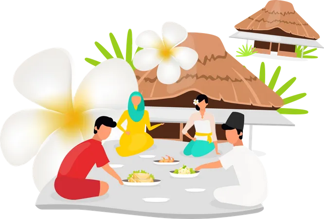 Indonesians People celebrating festival  Illustration