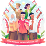illustrations of people holding indonesian flag
