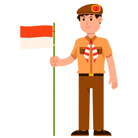 Garçon scout étudiant indonésien  Illustration