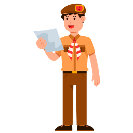 Garçon scout étudiant indonésien  Illustration